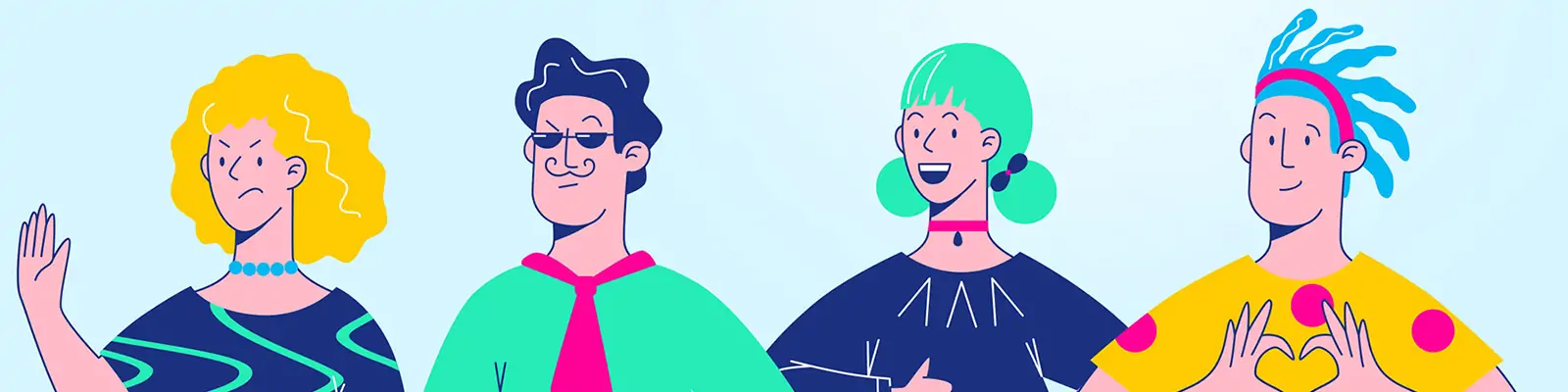 手绘趣味卡通人物动作服装头像组合插图svg矢量设计素材模板illustration