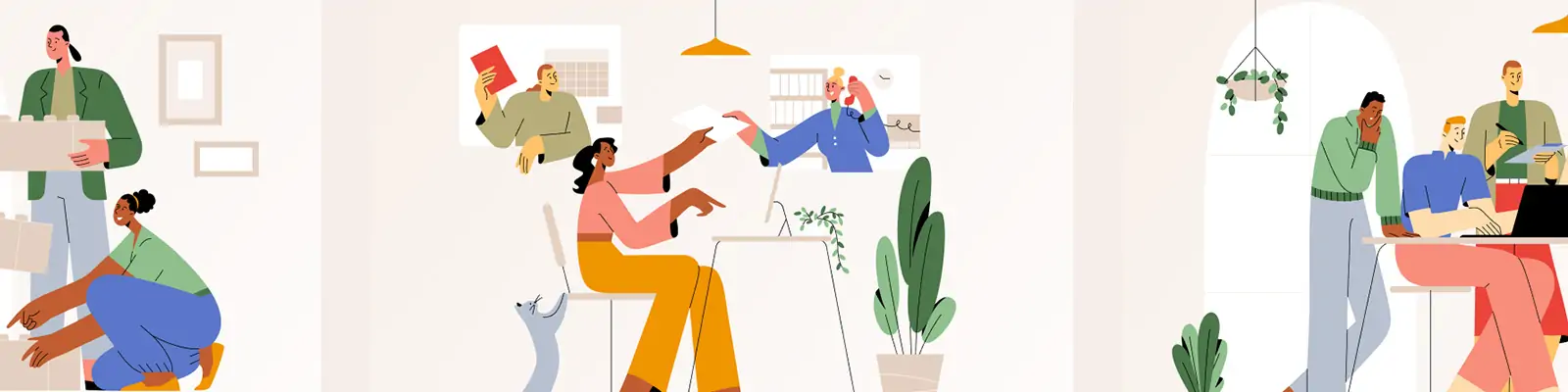 手绘趣味卡通商务工作人物团队合作插图ai矢量设计素材模板illustration