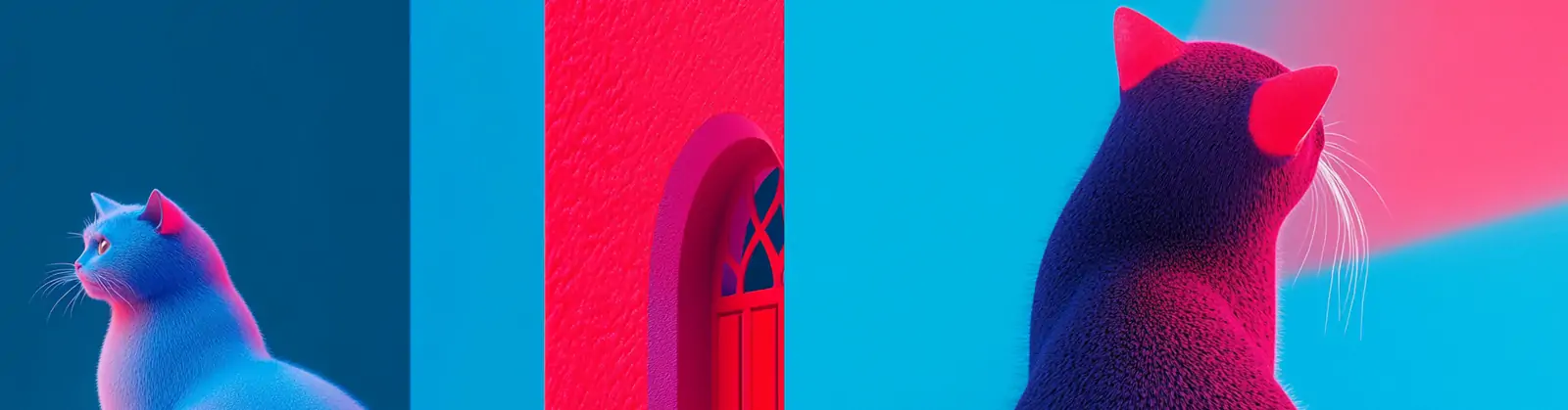 可爱猫咪彩色背景艺术摄影海报midjourney关键词咒语