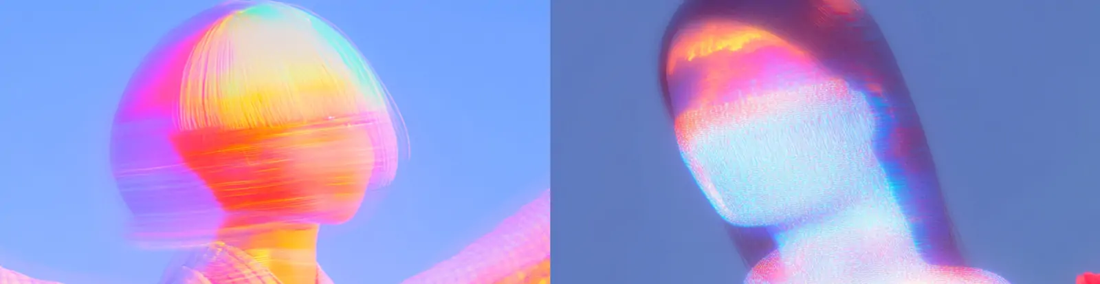 创意彩色时尚模特人物动感模糊摄影海报midjourney风格种子关键词咒语