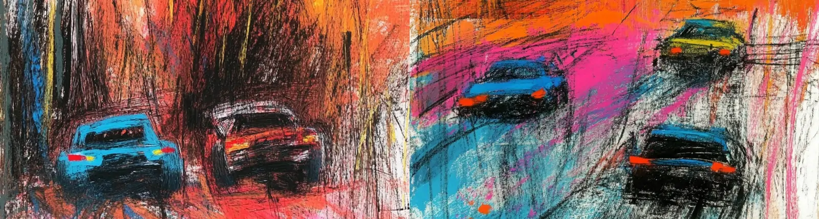 创意手绘彩色越野赛车超速行驶涂鸦插图绘画海报midjourney风格种子关键词咒语