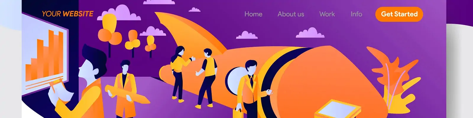 创意手绘初创企业商务太空主题场景ai矢量概念插图海报llustration