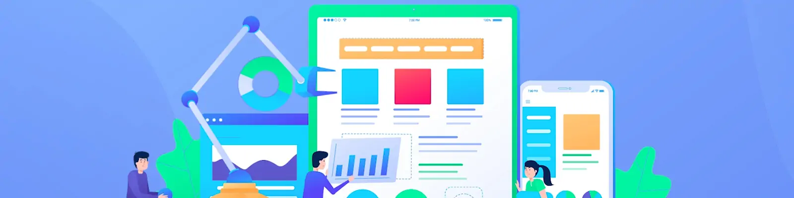 手绘商务数字营销团队合作动画插图ai矢量设计素材模版Ilustration