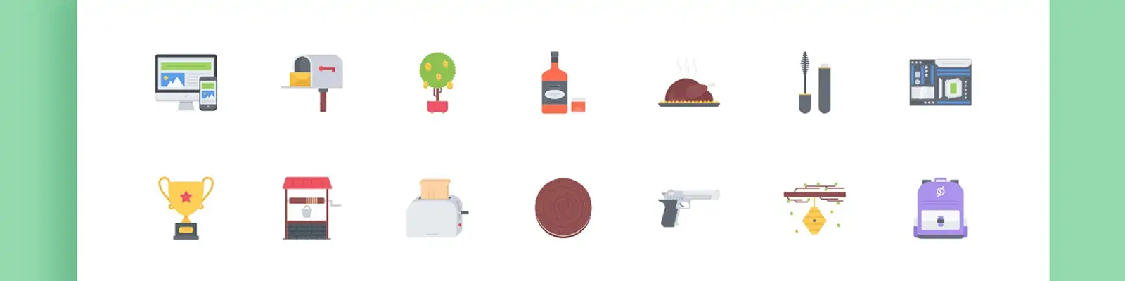 手绘电商城市建筑人物头像美食运动自然图标插图ai矢量素材模版Ilustration