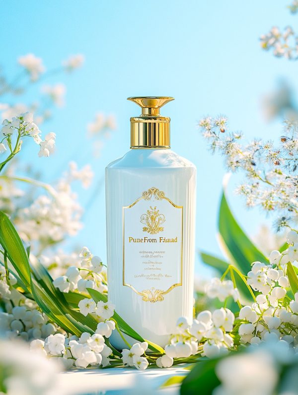 小苍兰铃兰鲜花洗发水护发素洗护产品广告摄影海报midjourney关键词咒语-Ai宇宙吧-