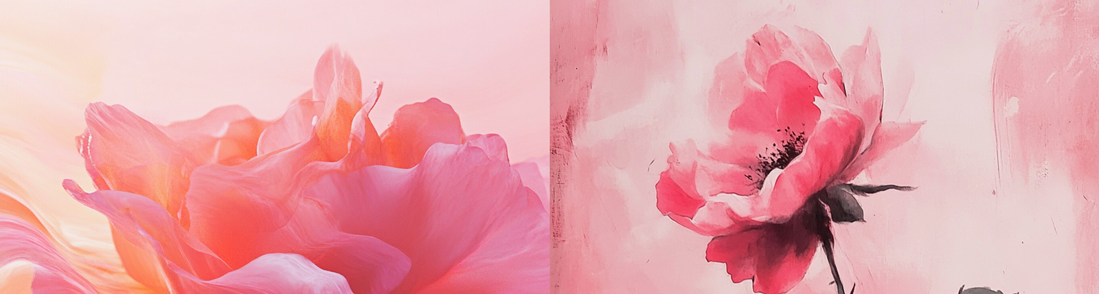 极简主义粉红色玫瑰茉莉鲜花失焦模糊艺术感摄影海报midjourney关键词咒语