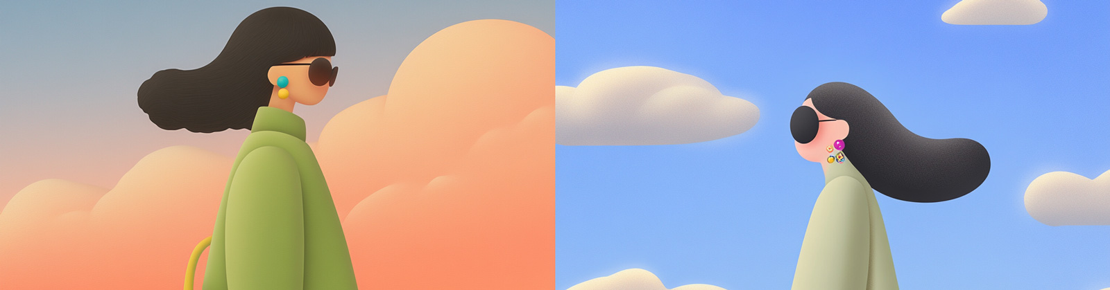 3D立体可爱卡通年轻女孩春天主题人物插图海报midjourney风格种子关键词咒语