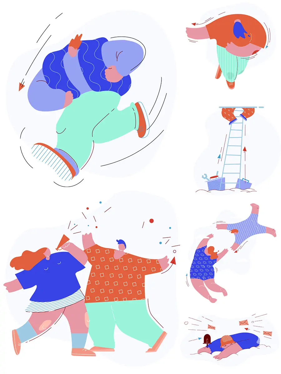 Midjourney - 手绘卡通人物男孩女孩动作png插图ai矢量设计素材模版llustration Illustrations矢量-Ai宇宙吧-