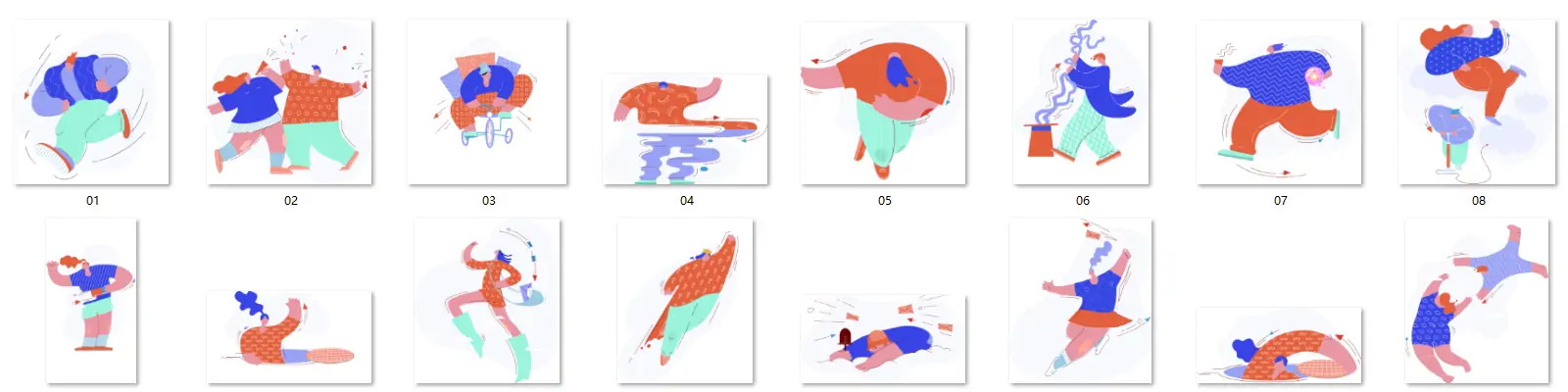 手绘卡通人物男孩女孩动作png插图ai矢量设计素材模版llustration