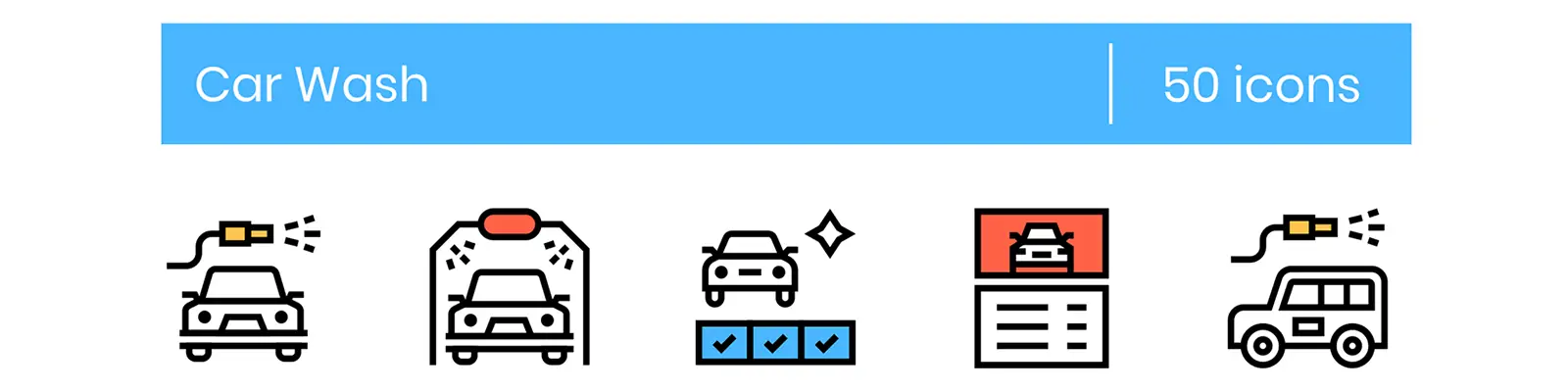 手绘简约线条汽车洗车图标插图ai矢量设计素材模版llustration