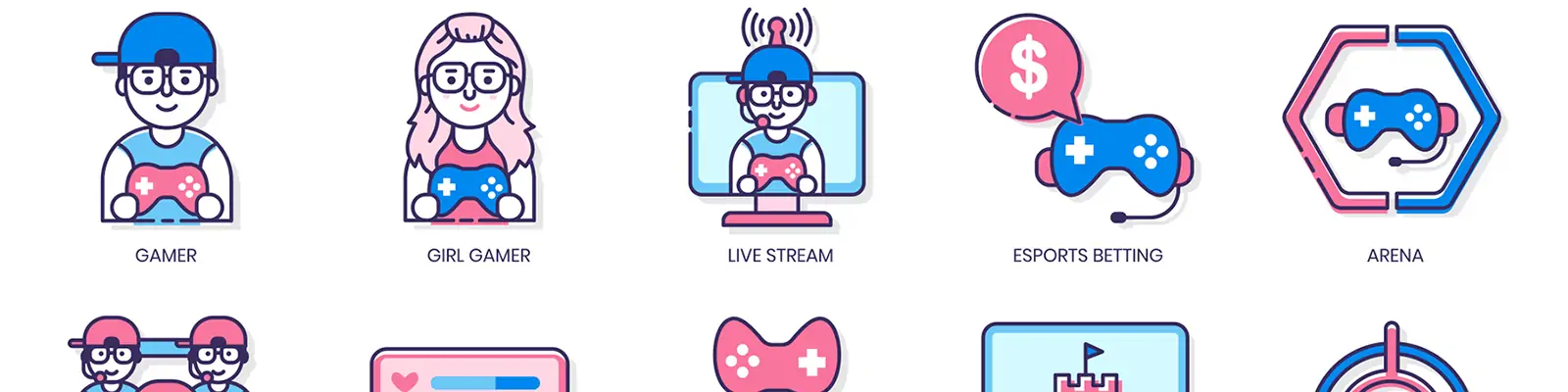 手绘电子竞技游戏图标插图ai矢量设计素材模版llustration