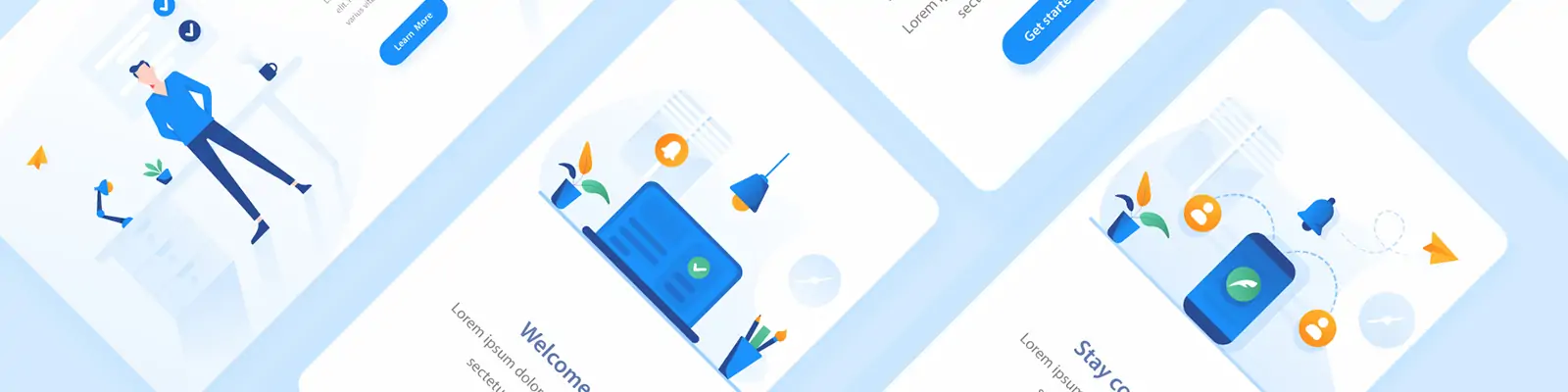 手绘蓝色商务卡通人物元素插图ai矢量设计素材模版llustration