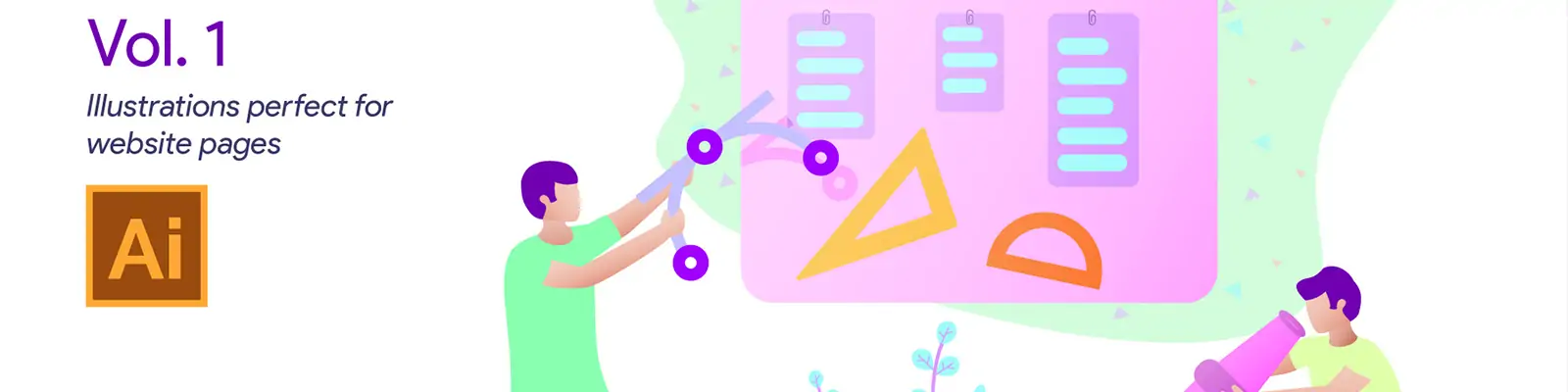 手绘卡通儿童学习在线教育场景插图ai矢量设计素材模版llustration