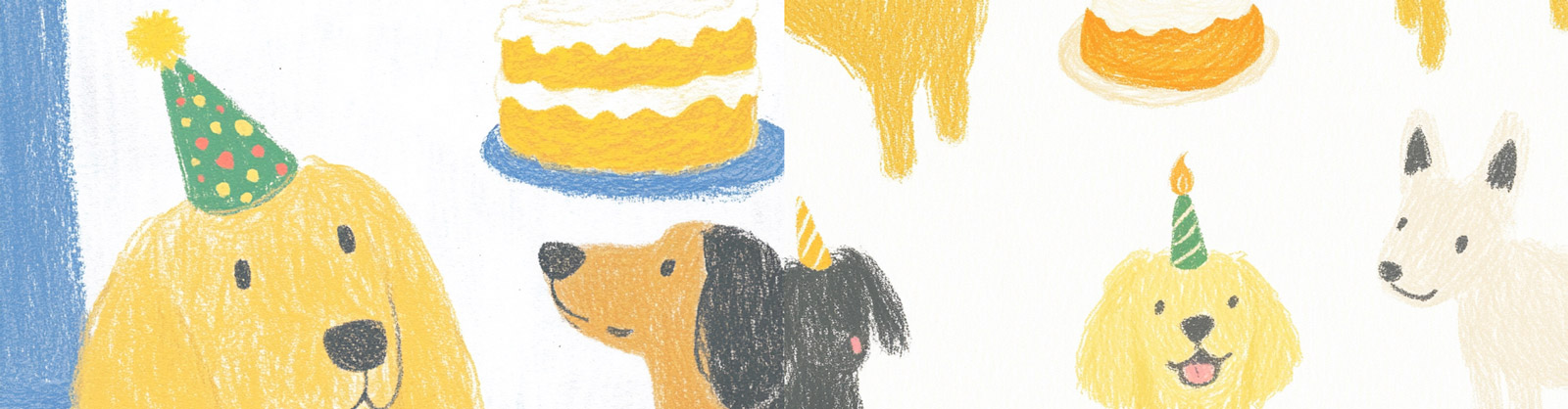 手绘可爱卡通宠物狗狗生日派对帽插图海报midjourney风格种子关键词咒语