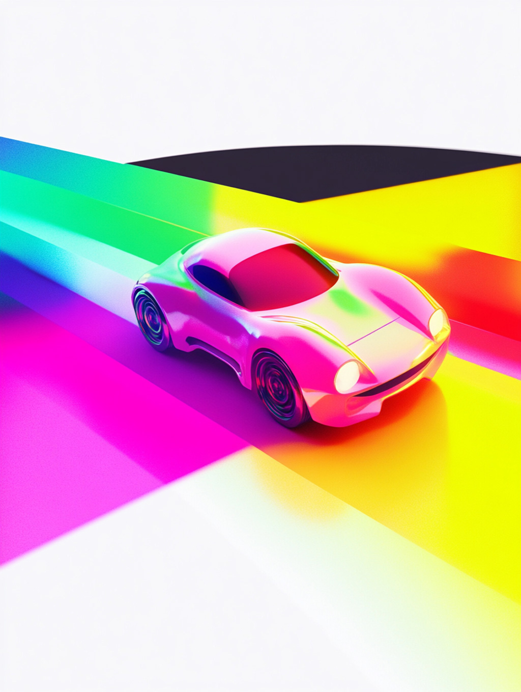 Midjourney - 创意动感汽车跑车彩色跑道场景摄影海报midjourney风格种子关键词咒语 产品-Ai宇宙吧-