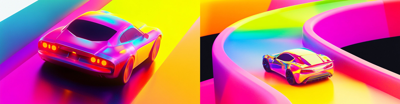 创意动感汽车跑车彩色跑道场景摄影海报midjourney风格种子关键词咒语