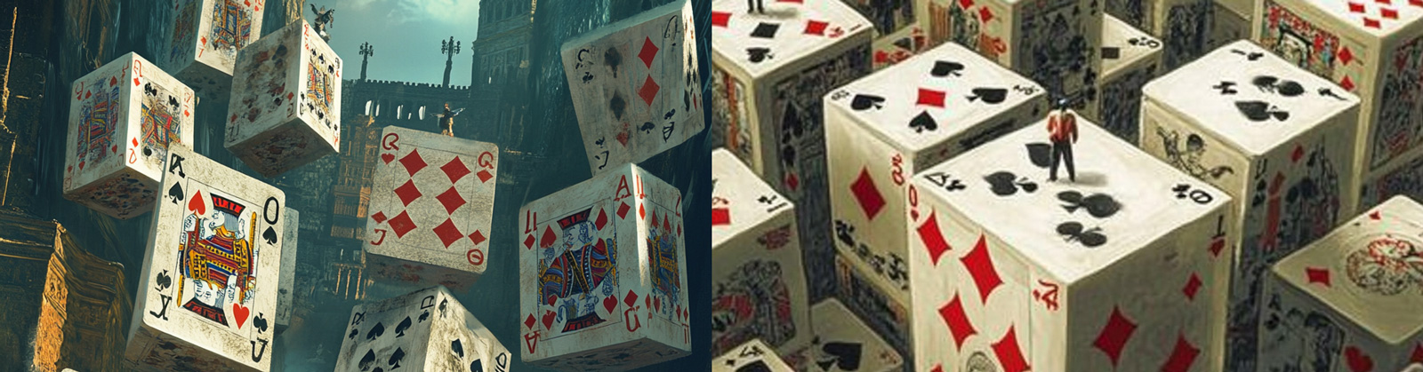 创意扑克牌迷宫场景海报midjourney关键词咒语