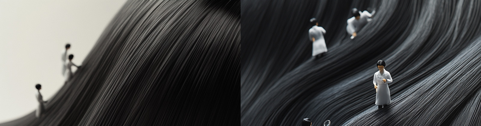 创意黑色丝滑秀发洗发水洗护产品广告海报midjourney关键词咒语