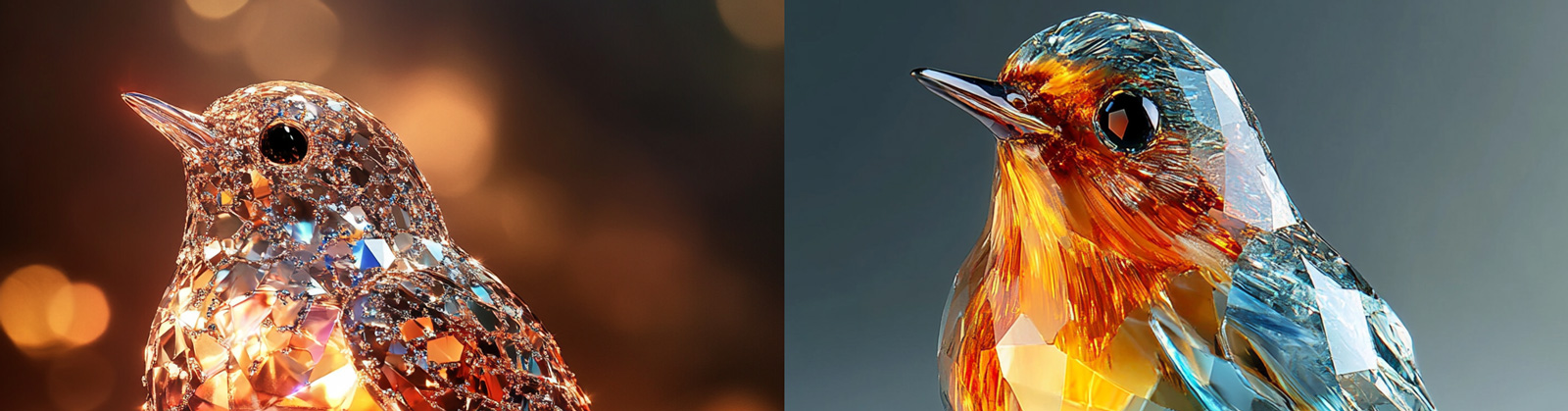 精致美丽水晶钻石宝石鸟立体模型摄影海报midjourney关键词咒语