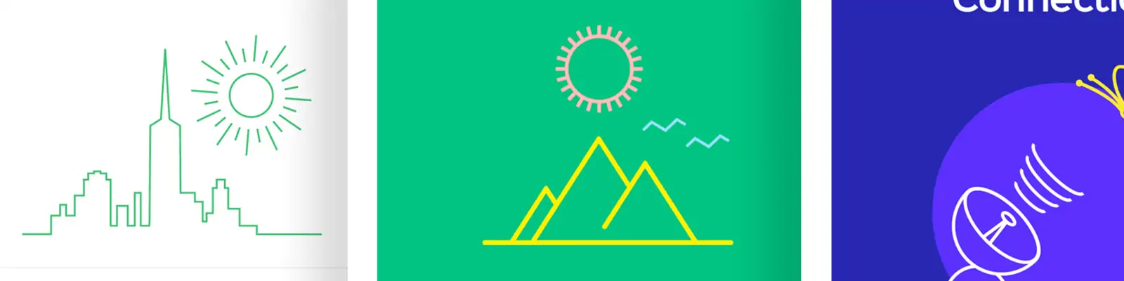 手绘城市自然旅游建筑科学简约线条插图ai矢量设计素材模版llustration