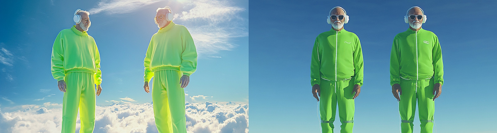 超现实主义人物漂浮透明玻璃平台云朵场景艺术摄影海报midjourney风格种子关键词咒语