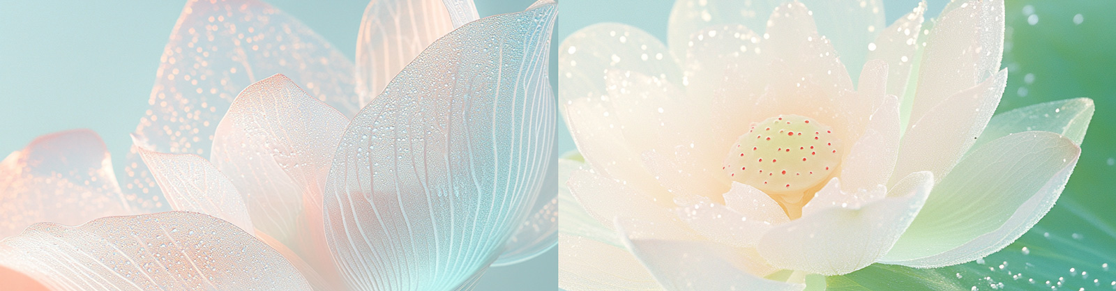 夏季半透明莲花荷叶特写摄影海报midjourney风格种子关键词咒语