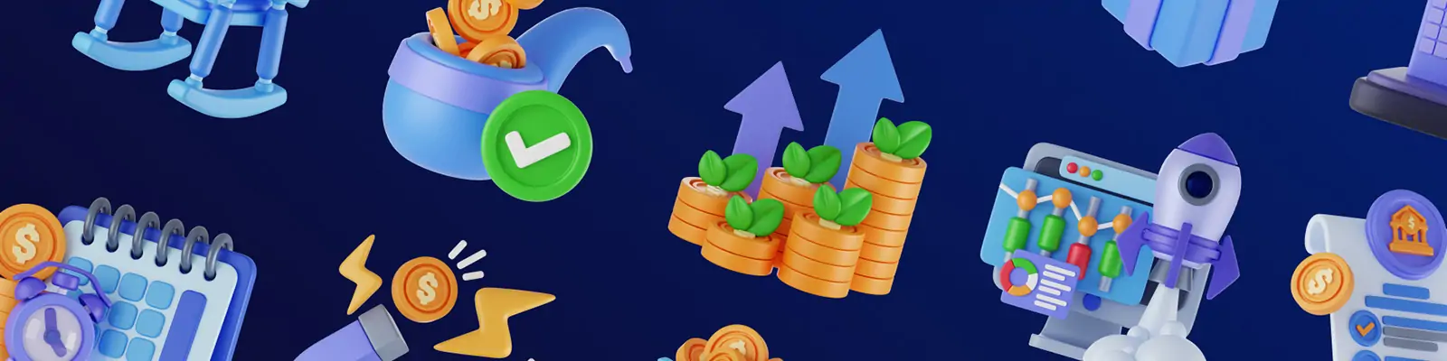 3D立体金融投资经济储蓄元素图标插图blender设计素材模型