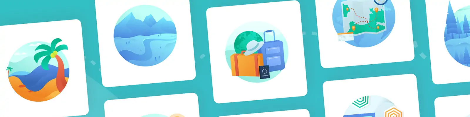 手绘旅行度假元素图标插图ai矢量设计素材模版llustration