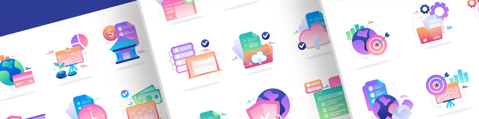 手绘商业数据安全财务图标插图ai矢量设计素材模版llustration