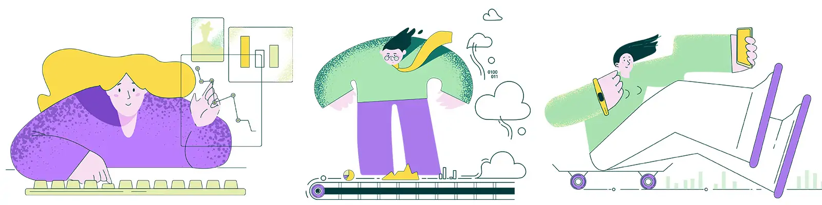 手绘线条卡通人物插图ai矢量设计素材模版llustration