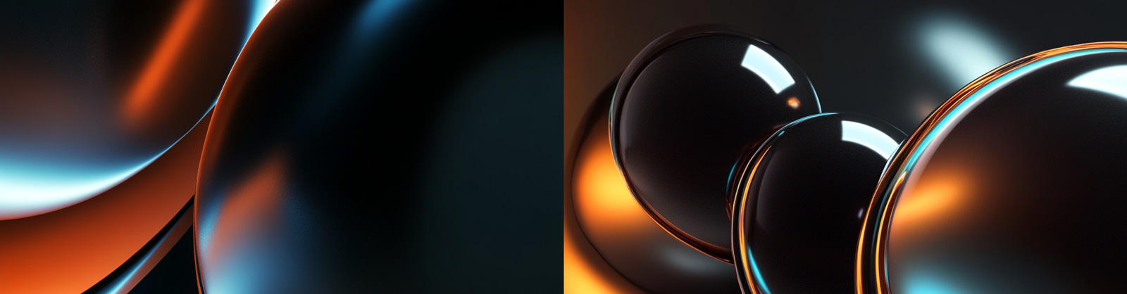 3D平滑渐变橙色透明玻璃气泡抽象艺术海报背景midjourney关键词咒语