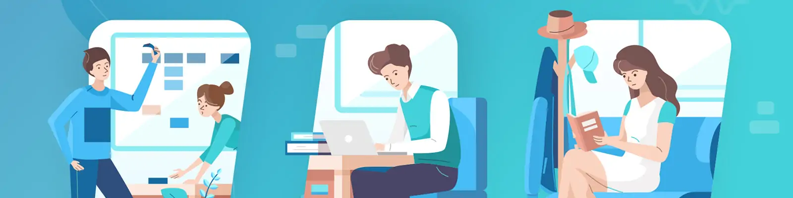 手绘商务工作场景插图海报ai矢量设计素材模版Ilustration