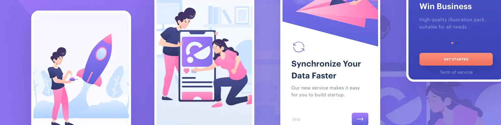 手绘商务卡通人物创业场景插图海报ai矢量设计素材模版Ilustration