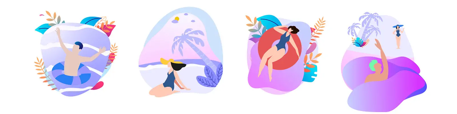 手绘卡通人物旅行度假动画插图海报ai矢量设计素材模版llustration