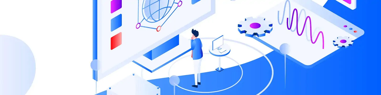 手绘科技立体大数据插图ai矢量设计素材模版llustration