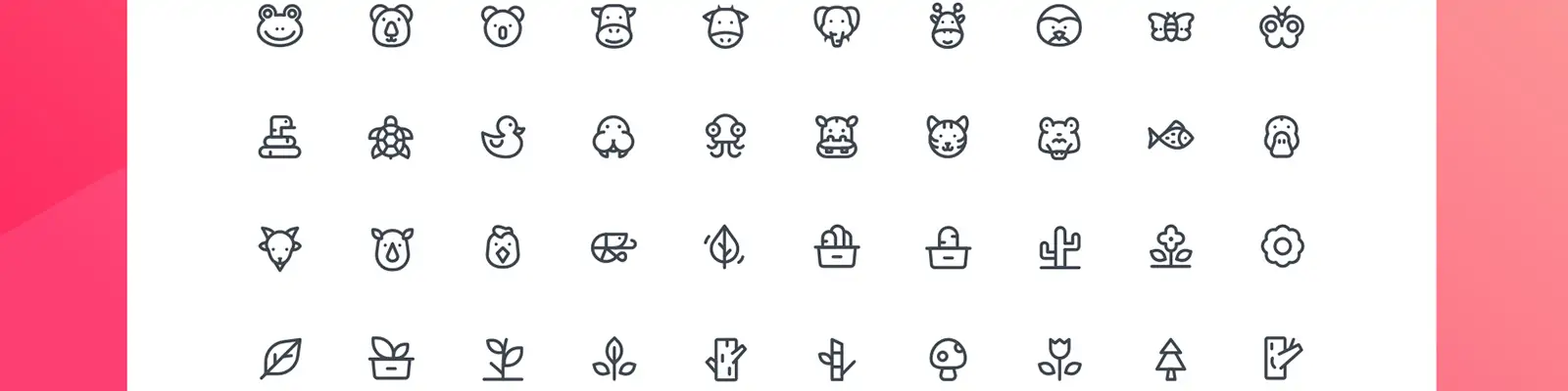 手绘简约线条动物植物图标插图ai矢量设计素材模版llustration