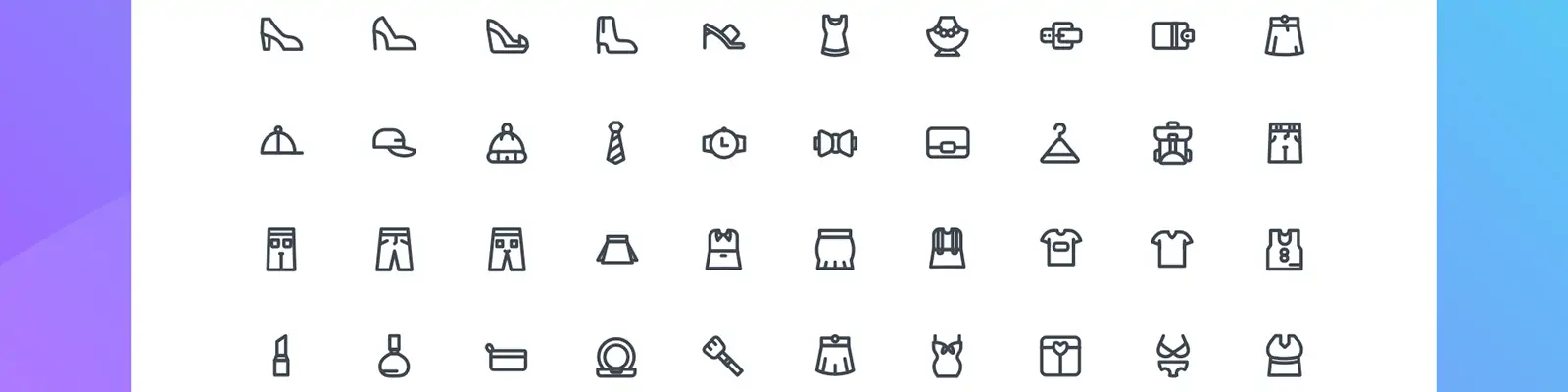 手绘简约线条时尚服装鞋帽图标插图ai矢量设计素材模版llustration