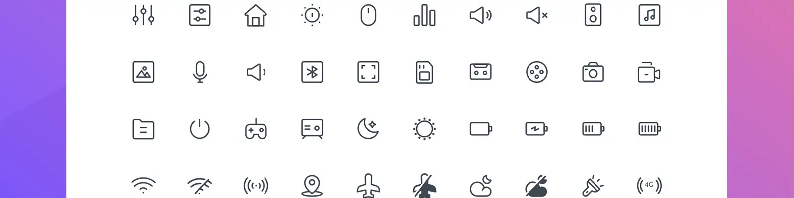 手绘简约线条多媒体系统图标插图ai矢量设计素材模版llustration