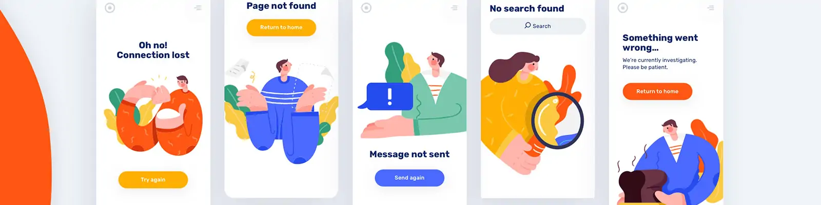 手绘夸张卡通人物错误页面插图ai矢量设计素材模版llustration