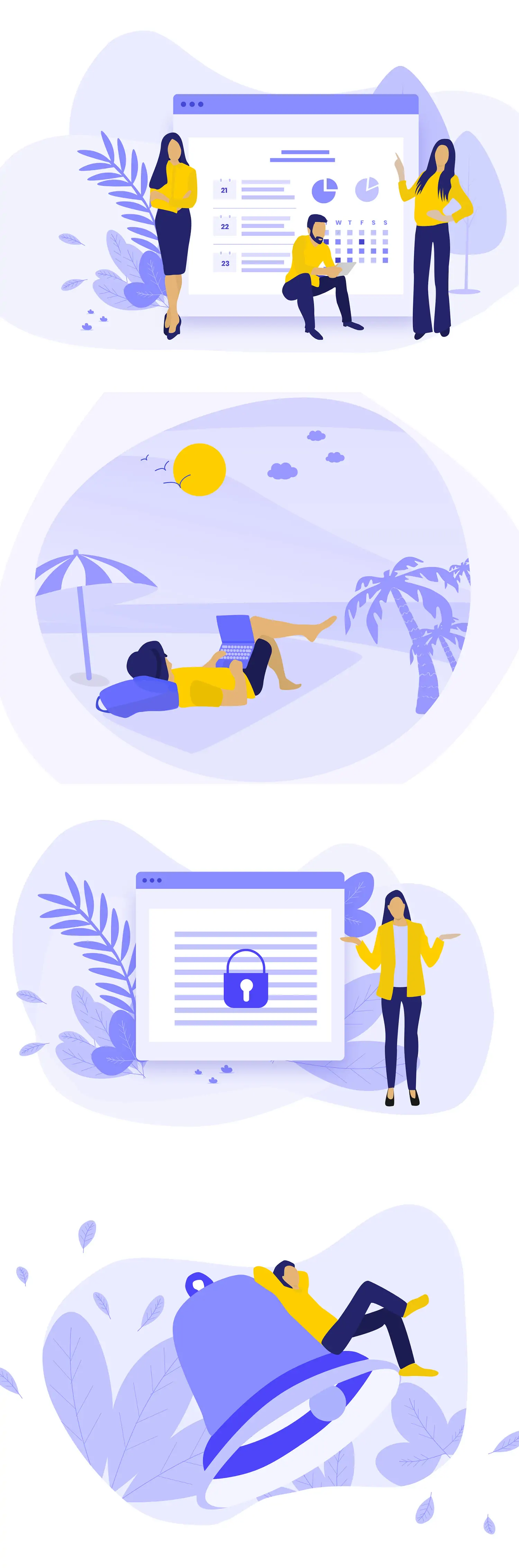 手绘商务卡通人物登录页面插图ai矢量设计素材模版llustration