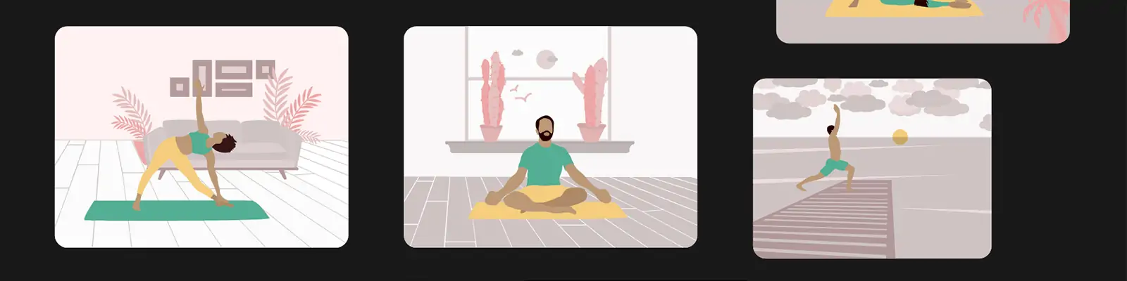 手绘卡通人物瑜伽运动插图海报ai矢量设计素材模版lllustration