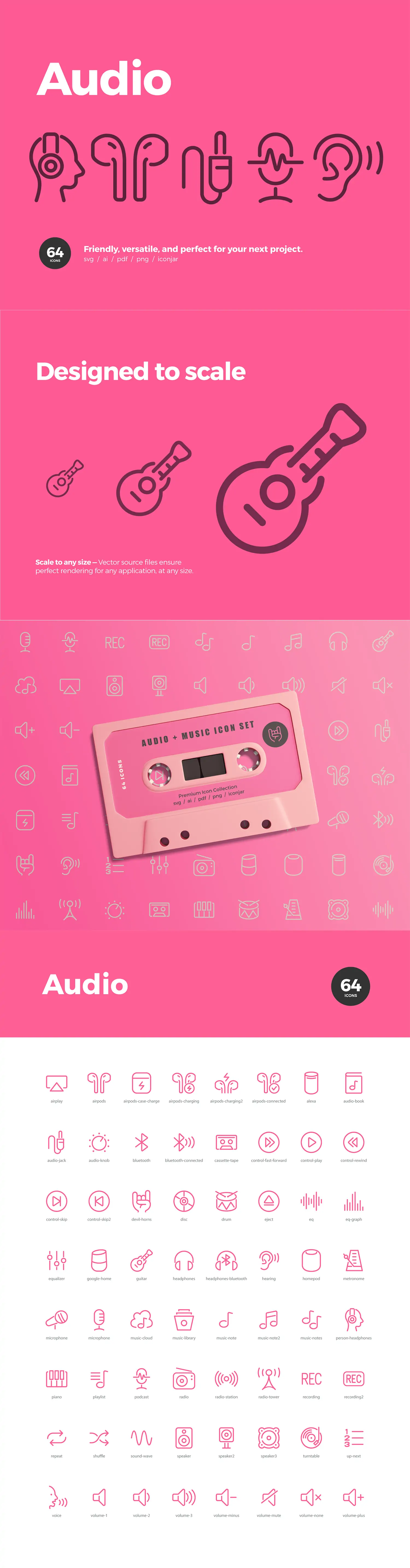 手绘简约线条音频声音图标插图ai矢量设计素材模版lllustration