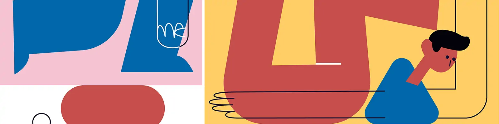 创意手绘简约线条几何图形卡通人物插图ai矢量设计素材模版lllustration