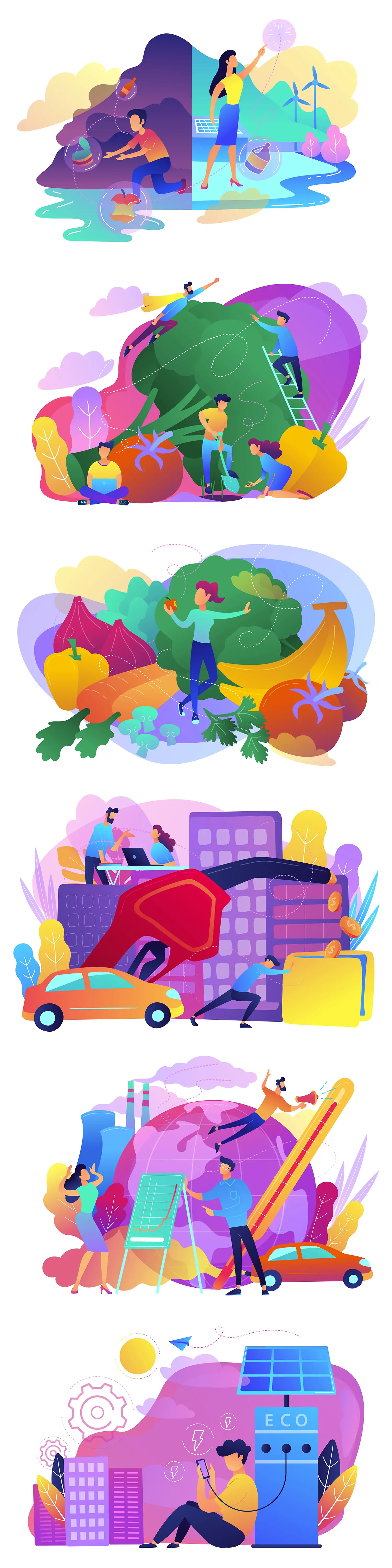 手绘未来科技智慧城市工作生活概念插图海报ai矢量设计素材llustration