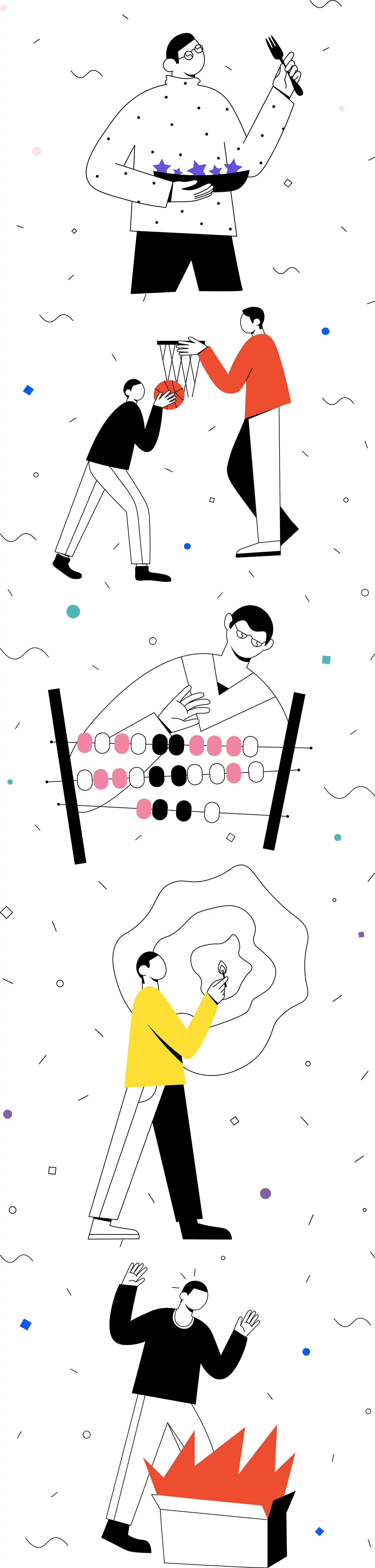手绘简约卡通线条人物抽象插图海报ai矢量设计素材模版llustration