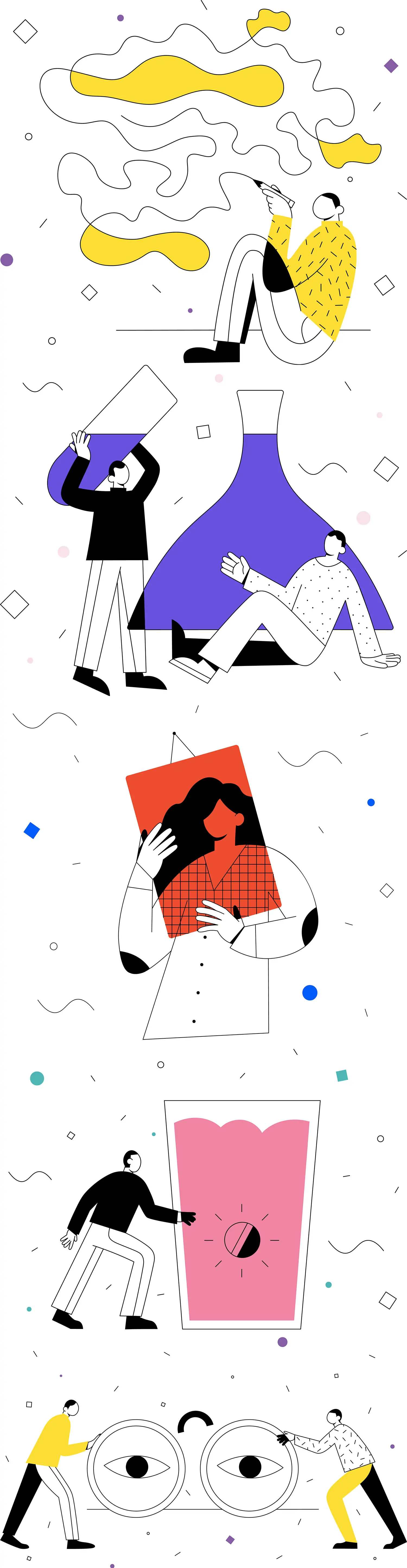 手绘简约卡通线条人物抽象插图海报ai矢量设计素材模版llustration