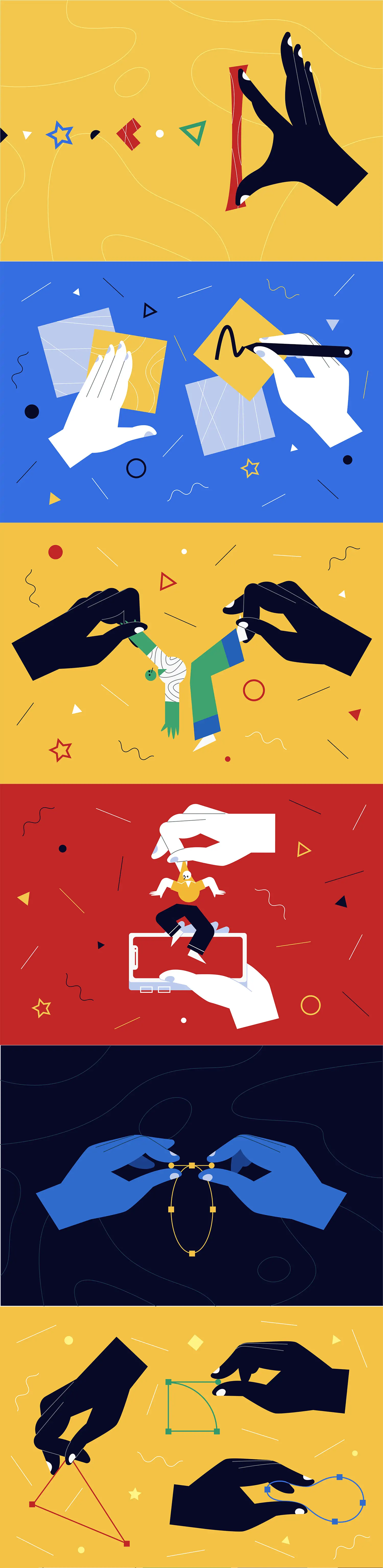 创意手绘几何图形人物手部动作png插图海报ai矢量设计素材模版llustration