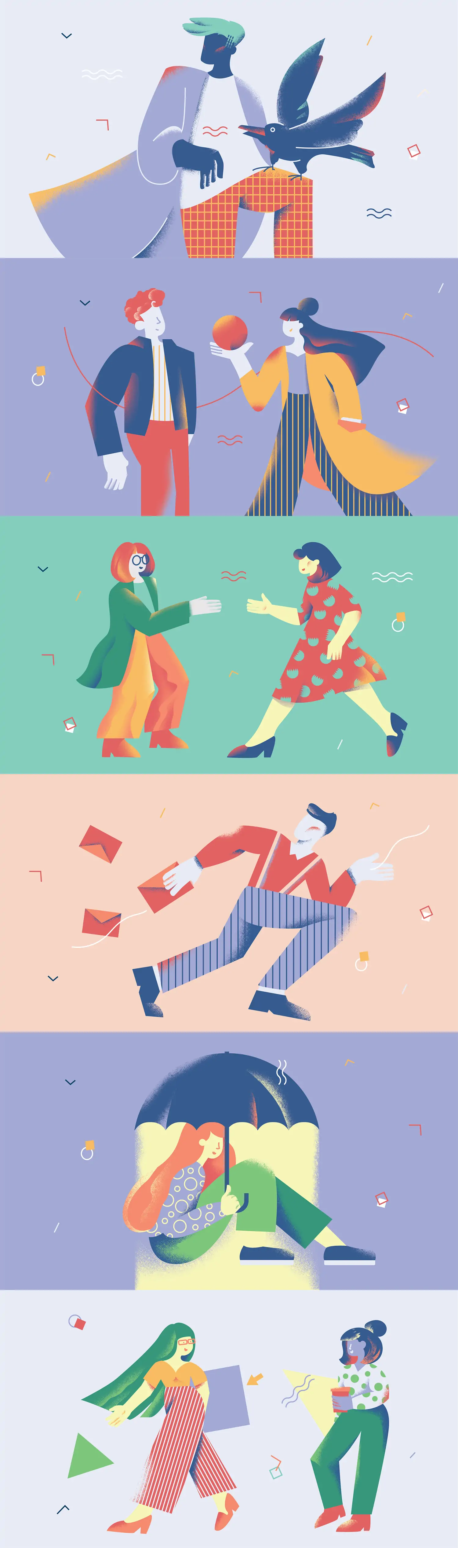 创意手绘卡通人物日常生活png插图海报ai矢量设计素材模版llustration