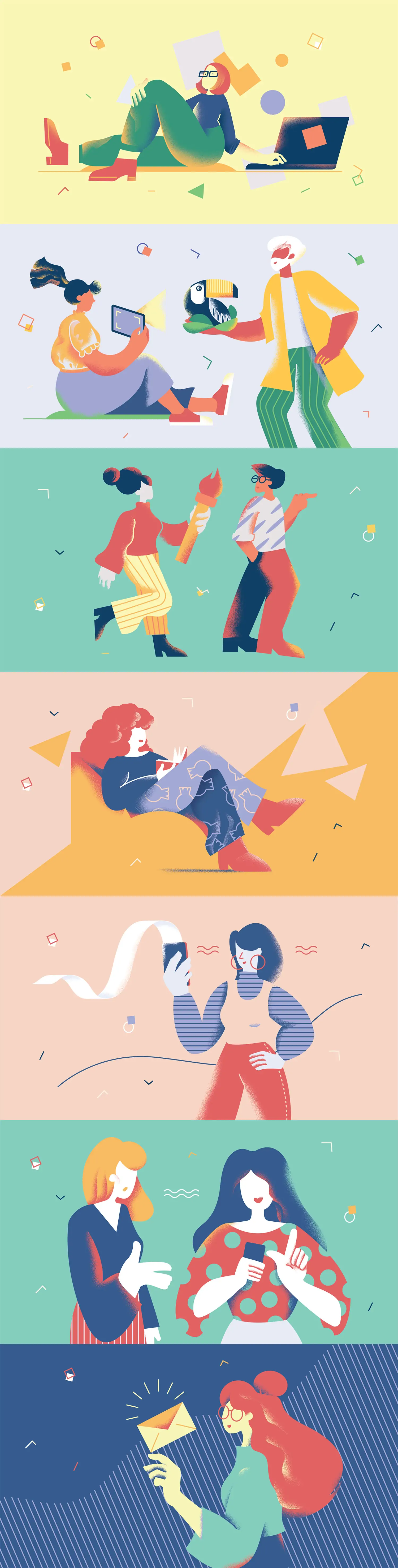 创意手绘卡通人物日常生活png插图海报ai矢量设计素材模版llustration