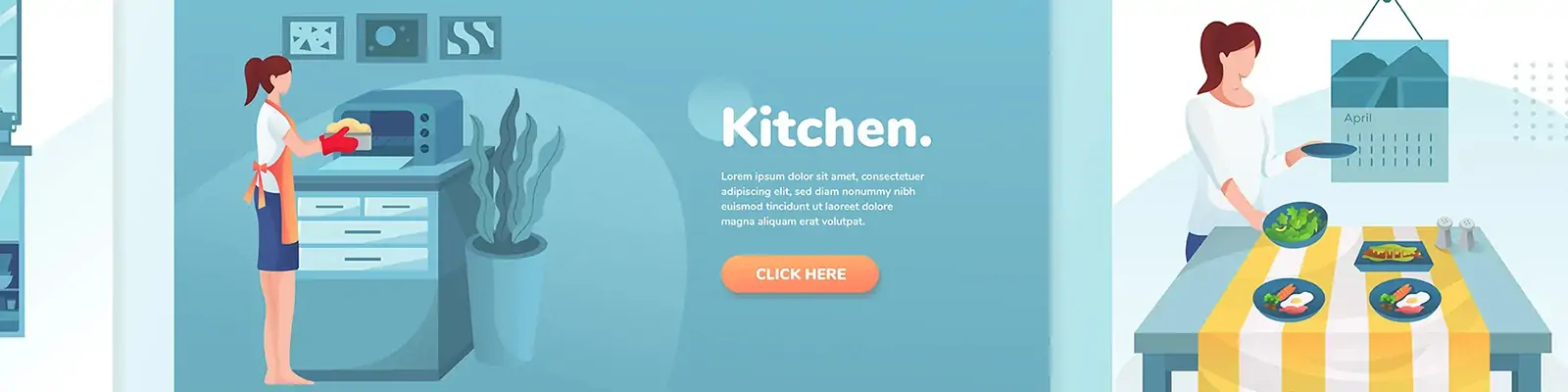 手绘卡通人物厨房烹饪场景插图海报ai矢量设计素材模版llustration